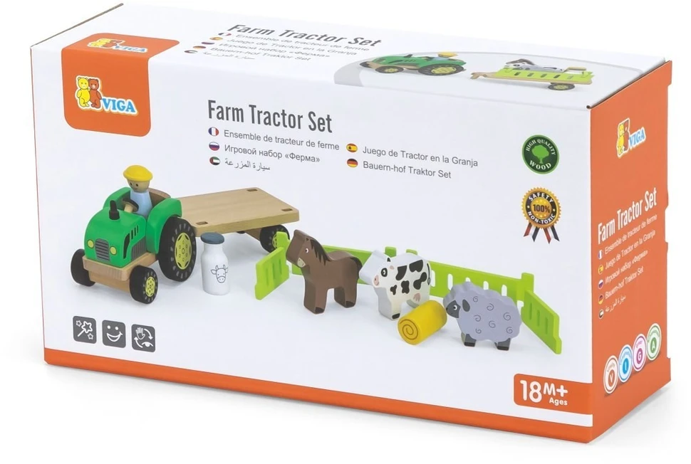 Viga Toys Žaislas su traktoriumi Viga, 11 elementų