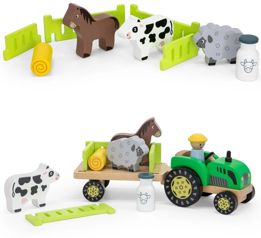 Viga Toys Žaislas su traktoriumi Viga, 11 elementų