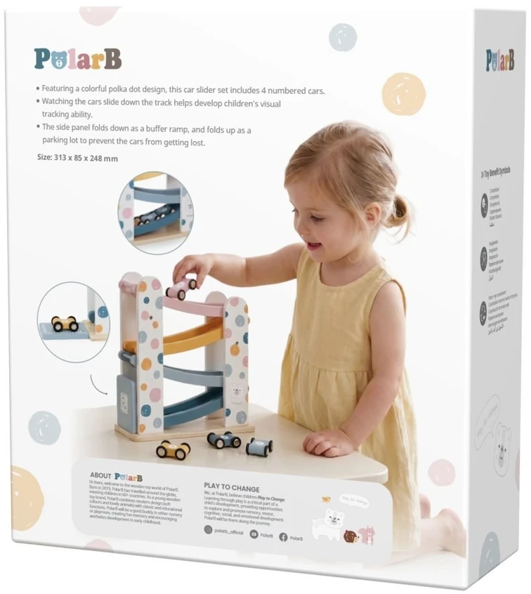Viga Toys Žaislas trasa VIGA PolarB, 4 sunumeruoti automobiliai