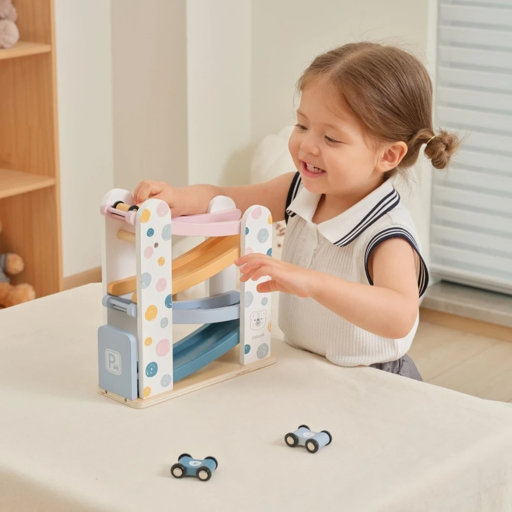 Viga Toys Žaislas trasa VIGA PolarB, 4 sunumeruoti automobiliai