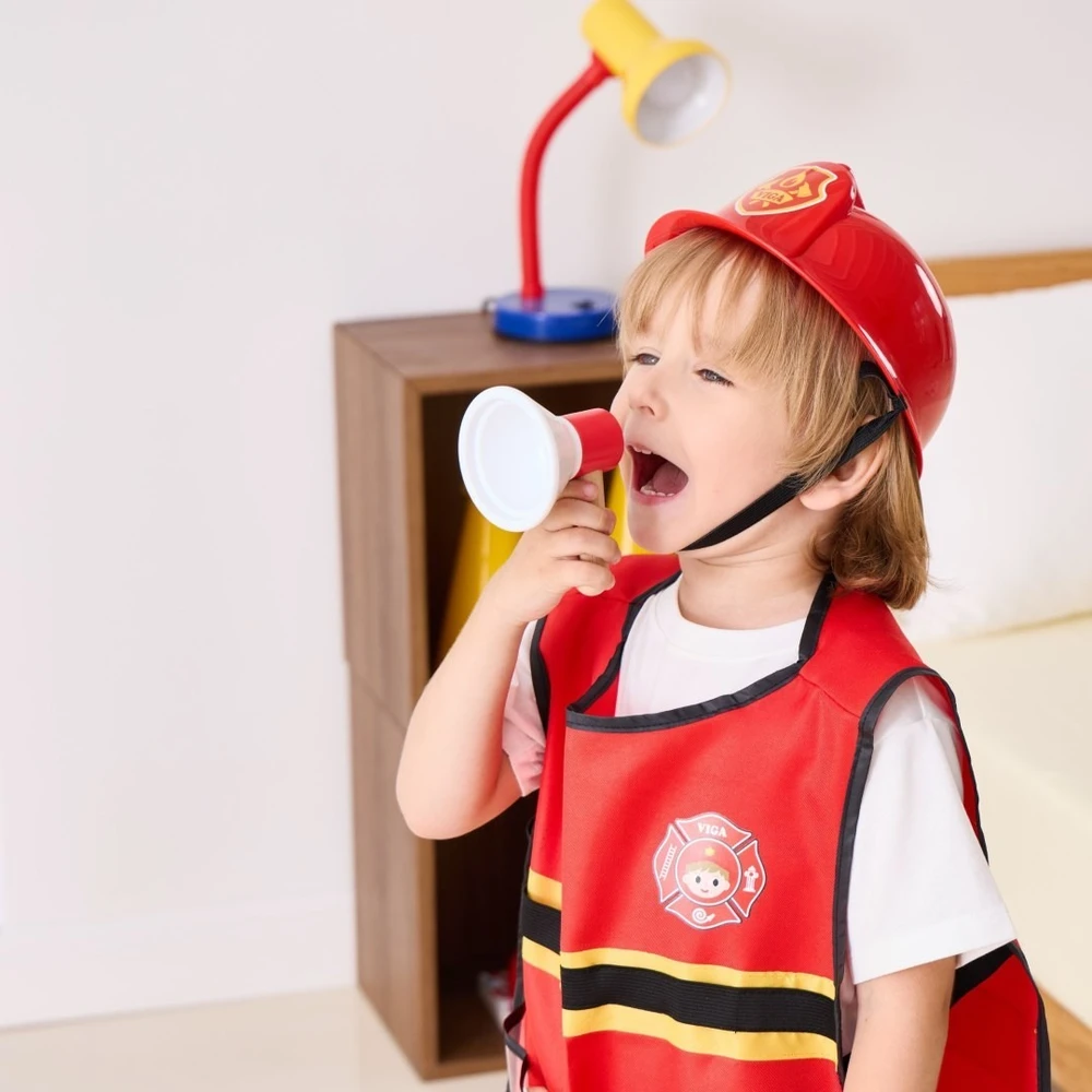Viga Toys Žaislas ugniagesio rinkinys Viga, su liemene
