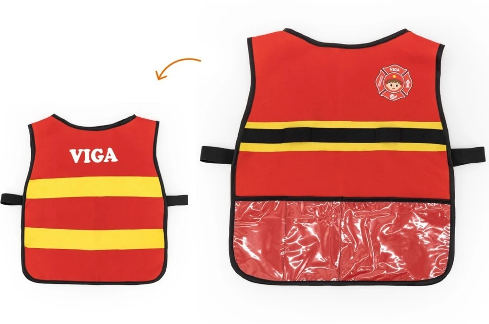 Viga Toys Žaislas ugniagesio rinkinys Viga, su liemene