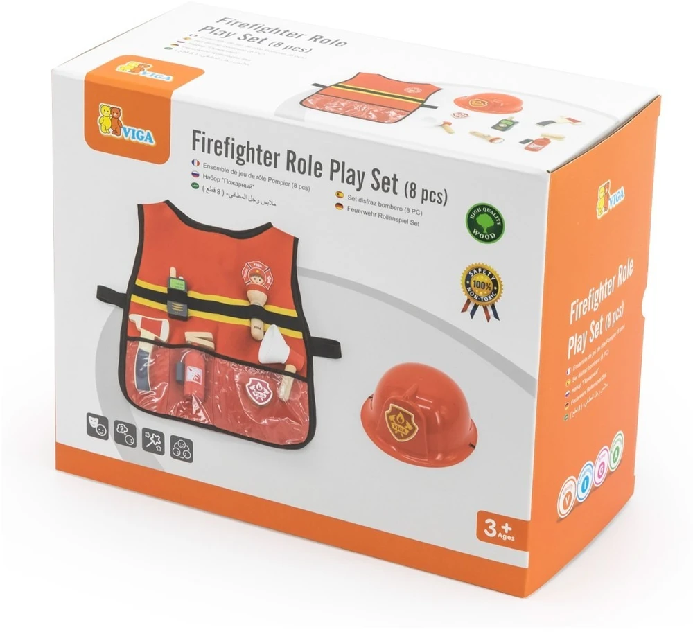 Viga Toys Žaislas ugniagesio rinkinys Viga, su liemene