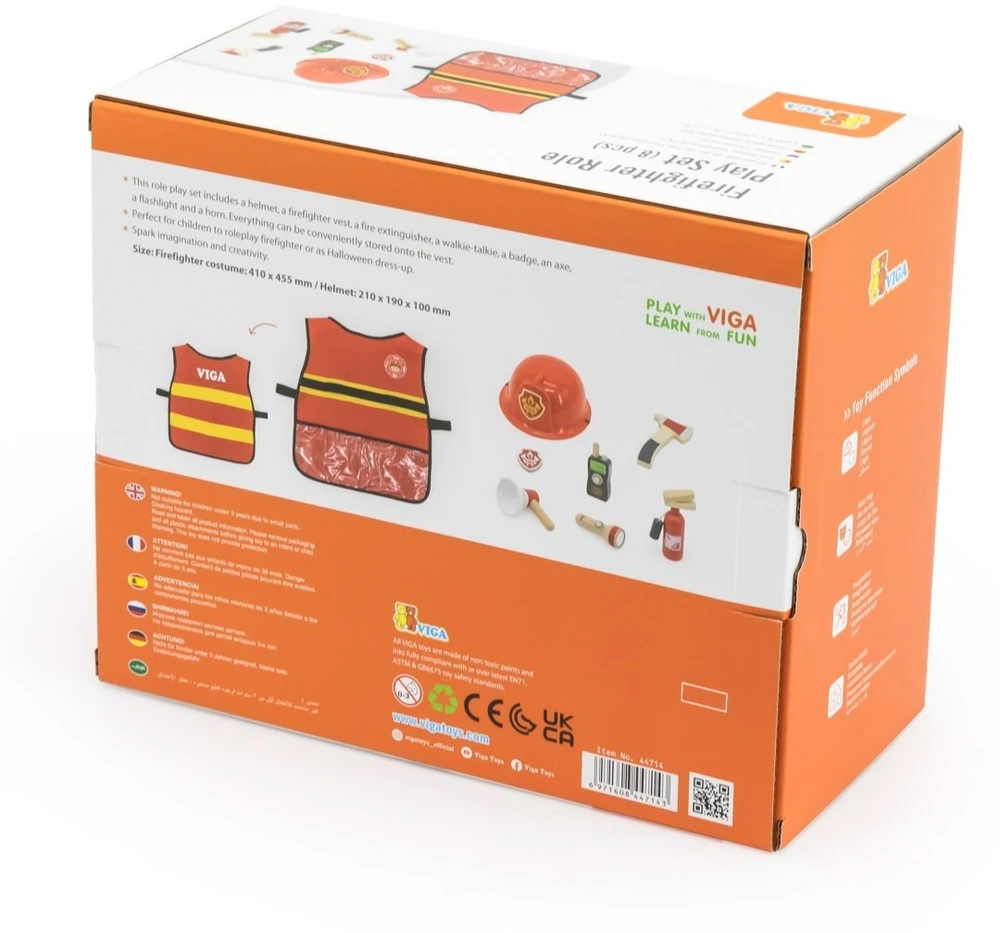 Viga Toys Žaislas ugniagesio rinkinys Viga, su liemene