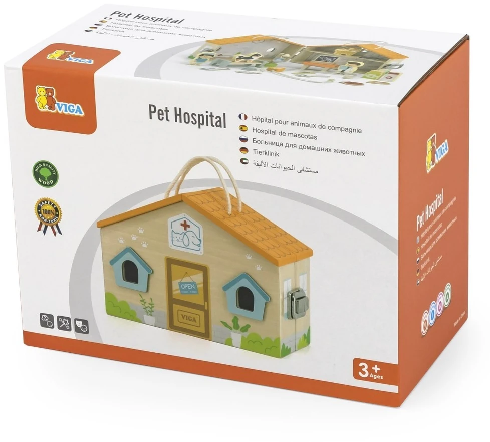 Viga Toys Žaislas veterinarijos klinika Viga, su rankenomis