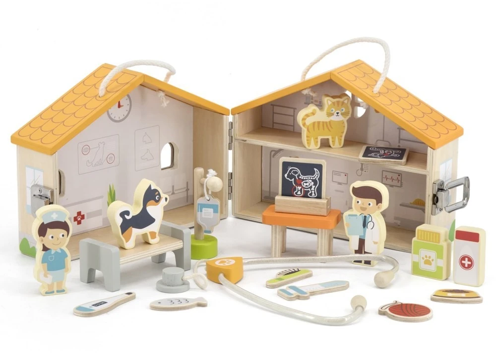 Viga Toys Žaislas veterinarijos klinika Viga, su rankenomis