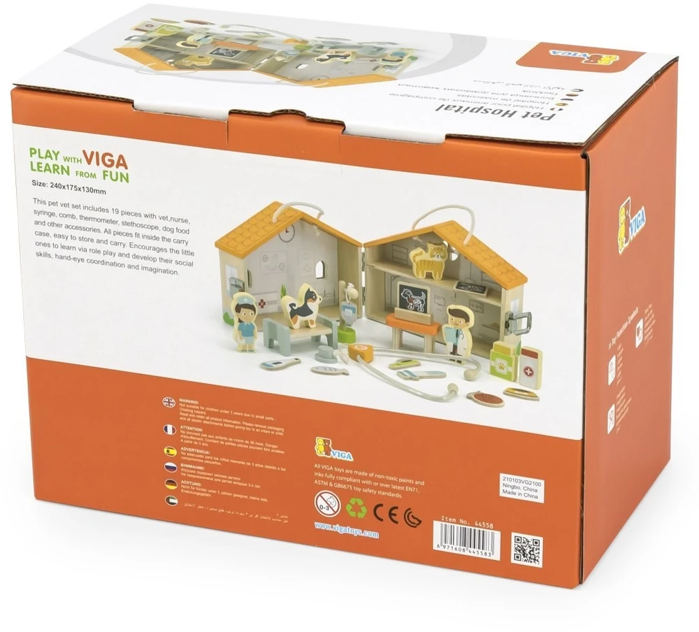 Viga Toys Žaislas veterinarijos klinika Viga, su rankenomis