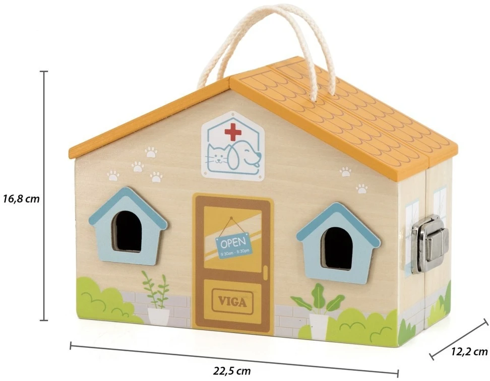 Viga Toys Žaislas veterinarijos klinika Viga, su rankenomis