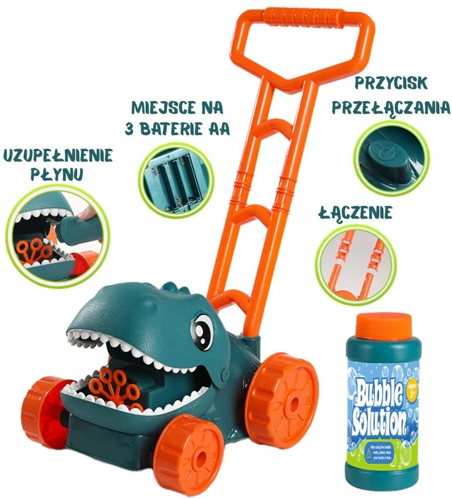 Žaislas burbulinė žoliapjovė Woopie, automatinė burbulų funkcija
