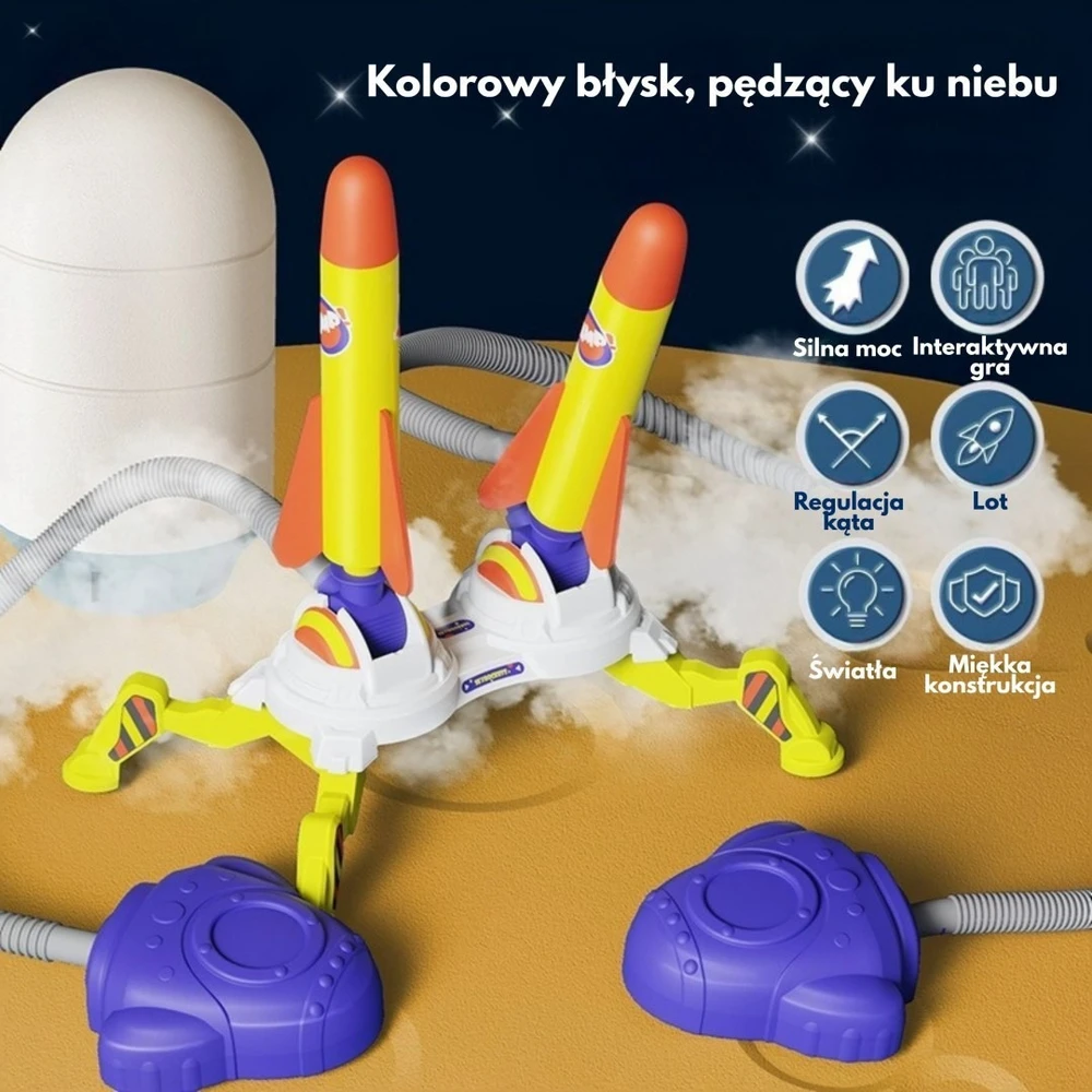 Žaislas raketų paleidėjas, WOOPIE, su pneumatine sistema