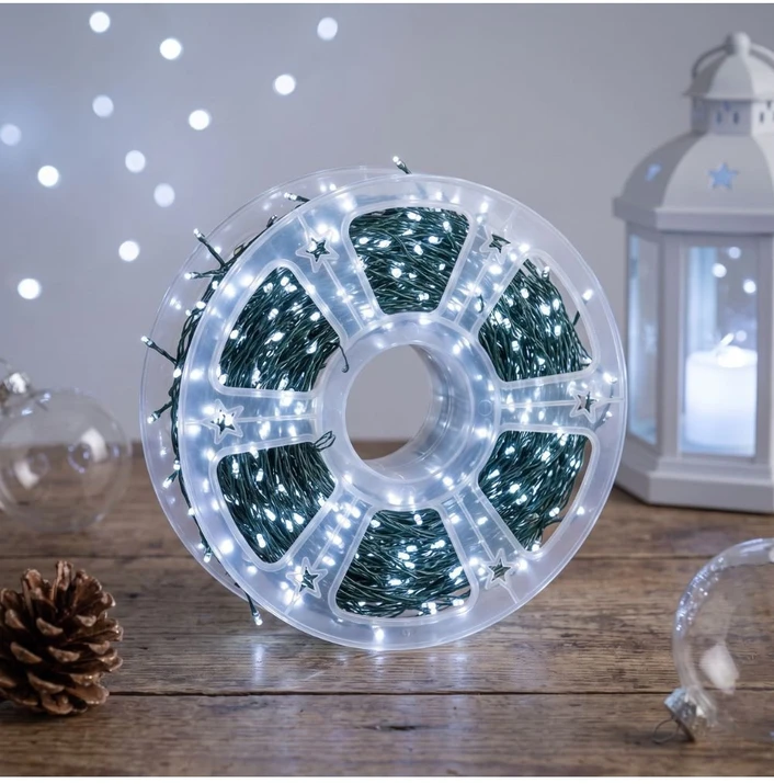Girlianda „Pasaka žalias“ 25m, 1200 Šaltai Baltų LED