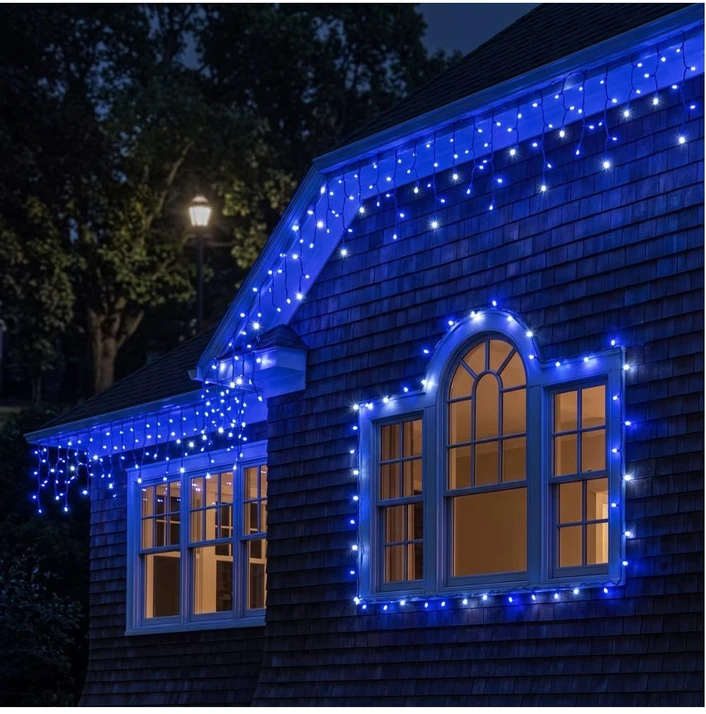 Girlianda-varvekliai su blykste 15m. 300LED mėlyna spalva