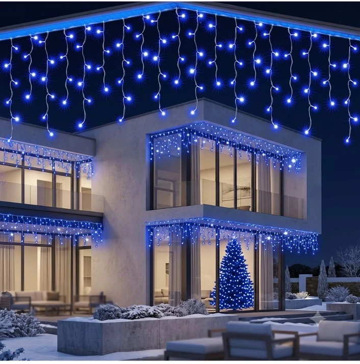 Girlianda-varvekliai su blykste 15m. 300LED mėlyna spalva