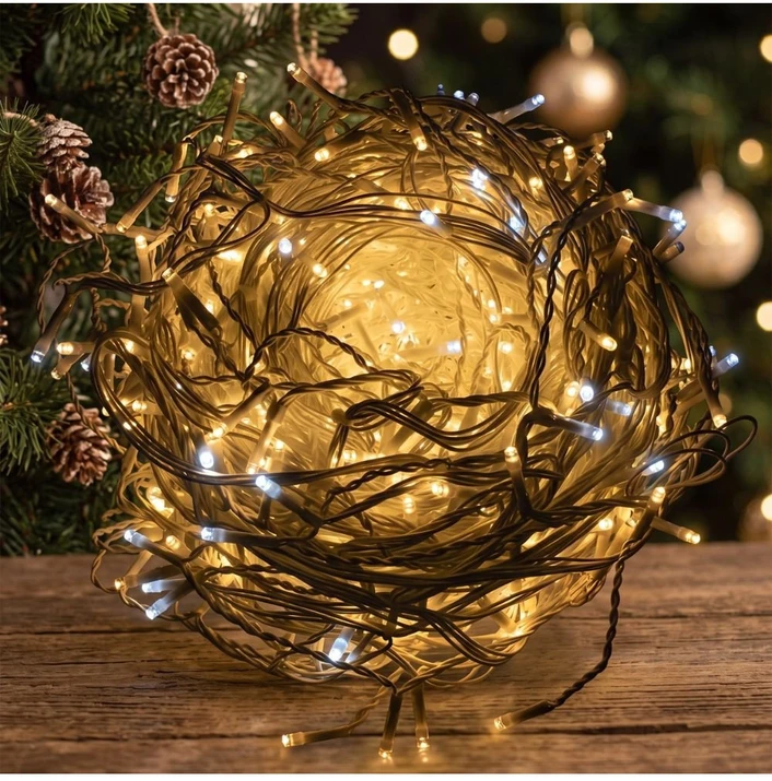 Girlianda-varvekliai su blykste 22m. 500LED šiltai balta spalva
