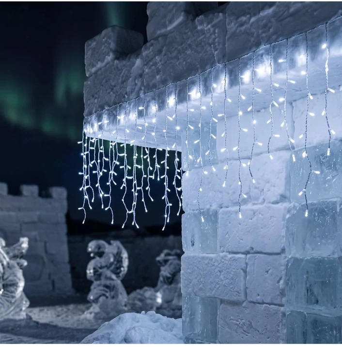 Girlianda-varvekliai su blykste 22m. 500LED šaltai balta spalva