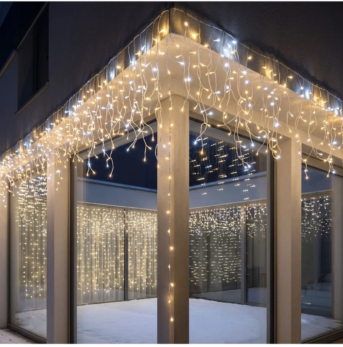 Girlianda-varvekliai su blykste 22m. 500LED šiltai balta spalva