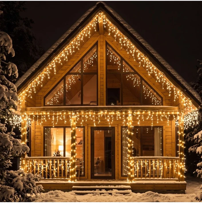 Lauko girlianda varvekliai 100LED 4m. Šiltai balta su blykste