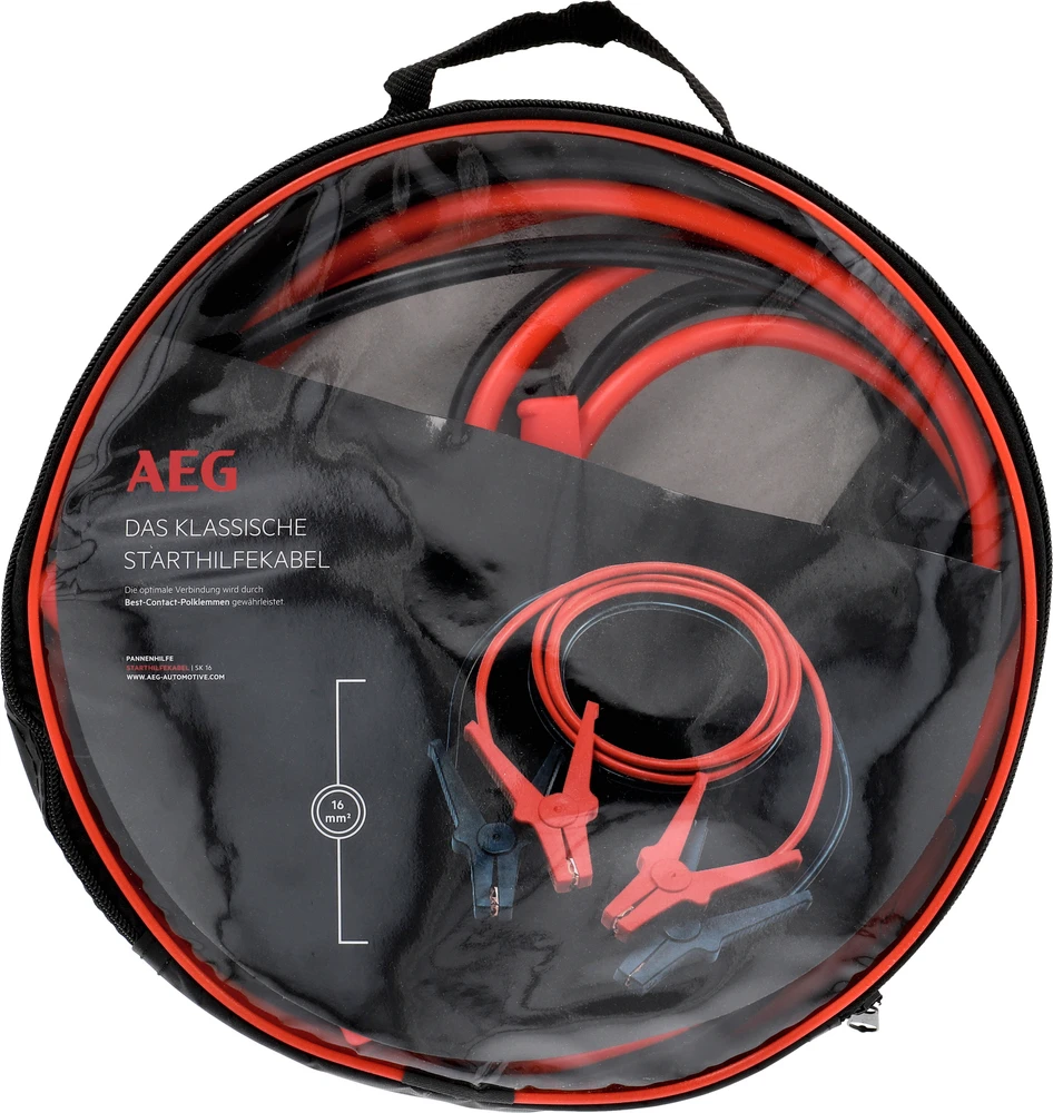 AEG užvedimo laidai 2 × 3 m, 12/24 V, 16 mm², benzininiams varikliams iki 2500 cm³, 97203