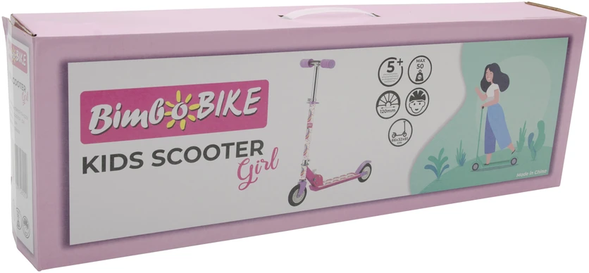 Bimbo Bike Reguliuojamas vaikiškas paspirtukas 12" „UNICORN“, balta/rožinė