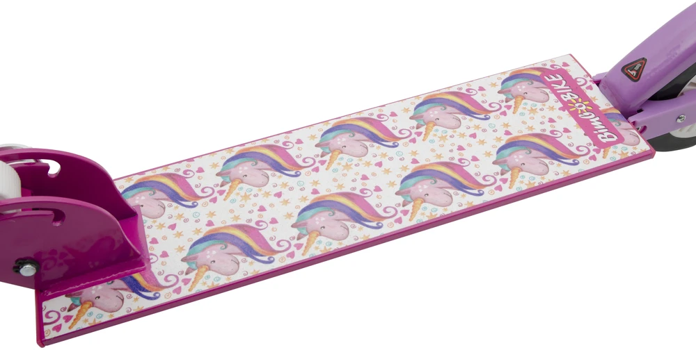 Bimbo Bike Reguliuojamas vaikiškas paspirtukas 12" „UNICORN“, balta/rožinė