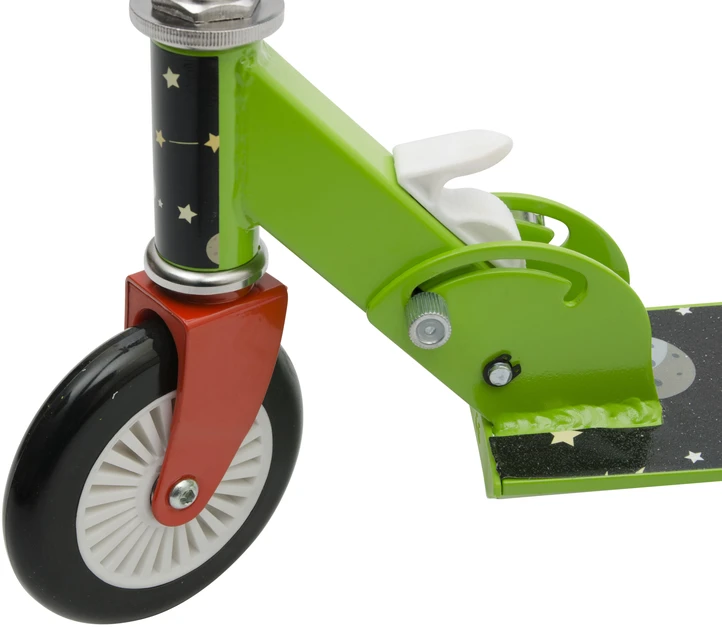 Bimbo Bike Vaikiškas paspirtukas 12" su reguliuojamu T-BAR "COSMOS", žalias raudonas