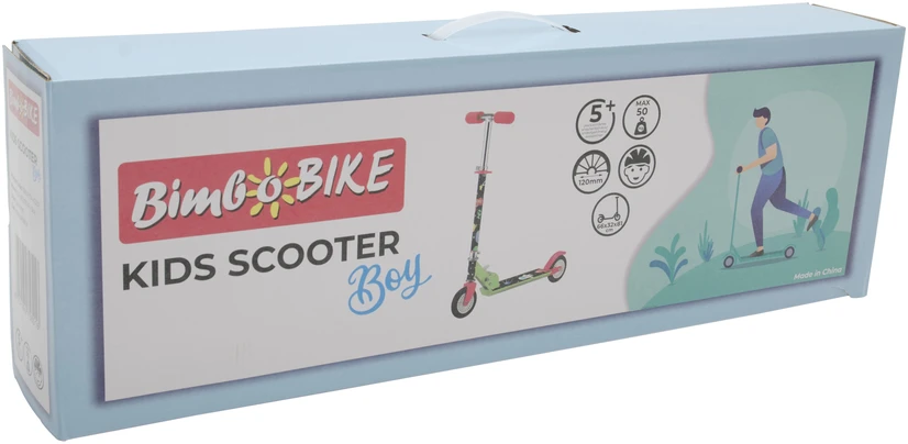 Bimbo Bike Vaikiškas paspirtukas 12" su reguliuojamu T-BAR "COSMOS", žalias raudonas