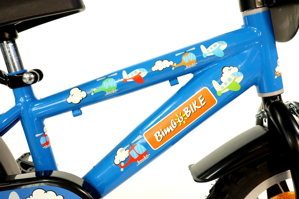 Bimbo Bike Vaikiškas dviratis 12" mėlynas su lėktuvų motyvais