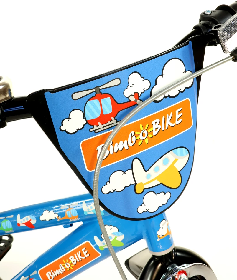 Bimbo Bike Vaikiškas dviratis 12" mėlynas su lėktuvų motyvais
