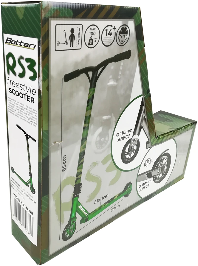 Bottari Bicycle Paspirtukas BOTTARI 11" "RS3 Freestyle", juodai/žalias