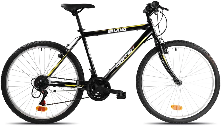 Bottari Bicycle Dviratis kalnų Bottari Milano, 26″ rėmas, juoda sp./geltona sp.