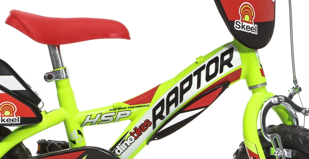 Dino bikes Dino Bikes Raptor vaikiškas dviratis, fluorescencinis geltonas, 12"