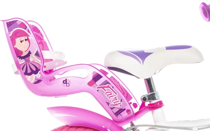 Vaikiškas dviratis Dino Bikes 16" baltas su rožiniu raštu