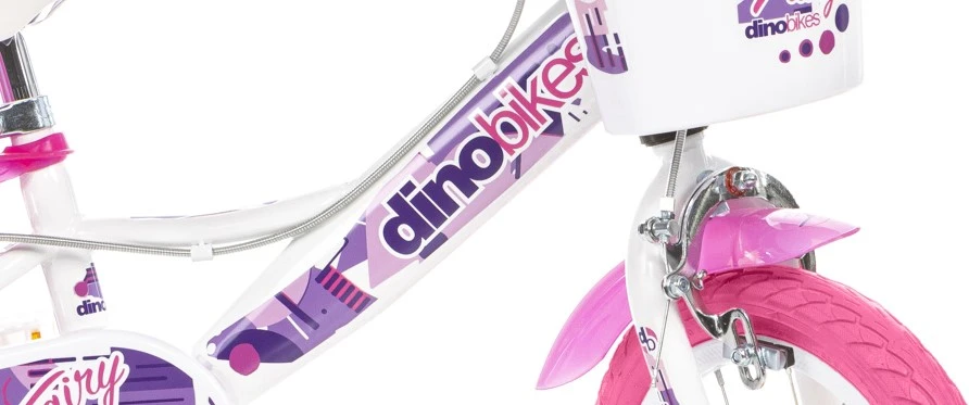 Vaikiškas dviratis Dino Bikes 16" baltas su rožiniu raštu