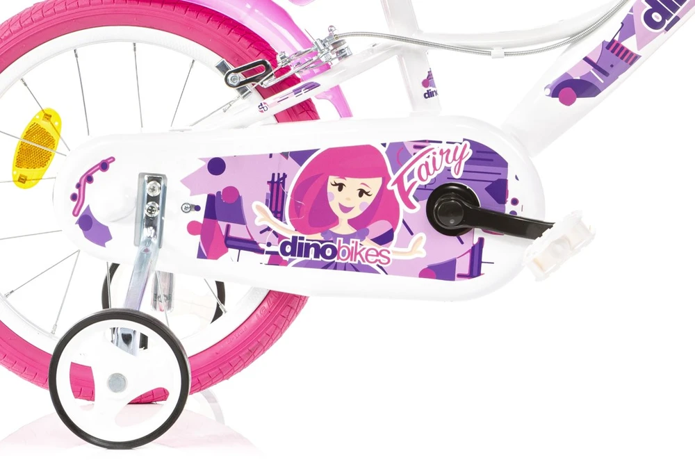 Vaikiškas dviratis Dino Bikes 16" baltas su rožiniu raštu