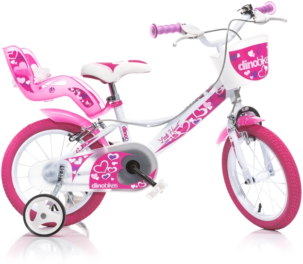 Dino bikes Dviračio vaikams 16'' baltai rožinis