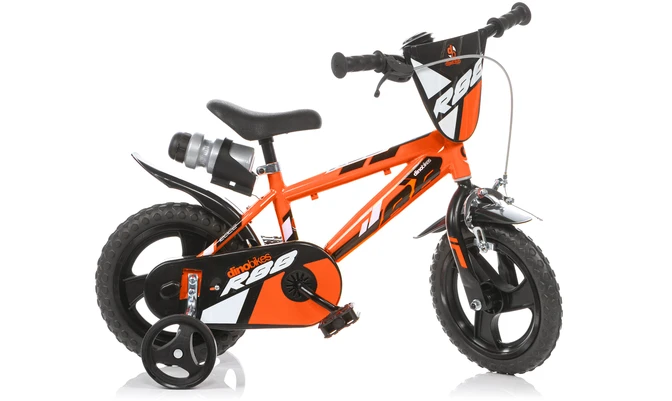 Kubisport Vaikiškas dviratis 12 colių su pagalbiniais ratukais oranžinis Dino Bikes (Kub_05-CSK5123K-OR)