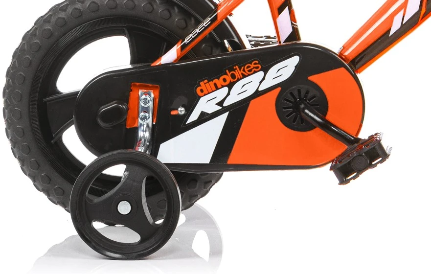 Kubisport Vaikiškas dviratis 12 colių su pagalbiniais ratukais oranžinis Dino Bikes (Kub_05-CSK5123K-OR)