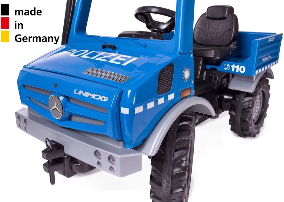 Pedalinis sunkvežimis policijos automobilis Rolly Toys RolliUnimog Mercedes-Benz