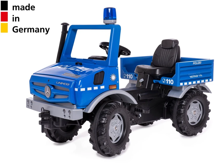 Pedalinis sunkvežimis policijos automobilis Rolly Toys RolliUnimog Mercedes-Benz