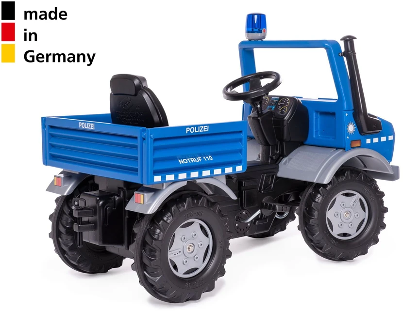 Pedalinis sunkvežimis policijos automobilis Rolly Toys RolliUnimog Mercedes-Benz