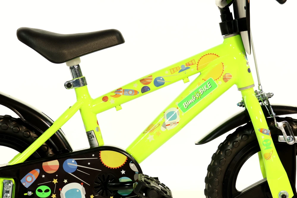 Vaikiškas dviratis Bimbo Bike 12" "GALAXY", juodas/neoninis/žalias