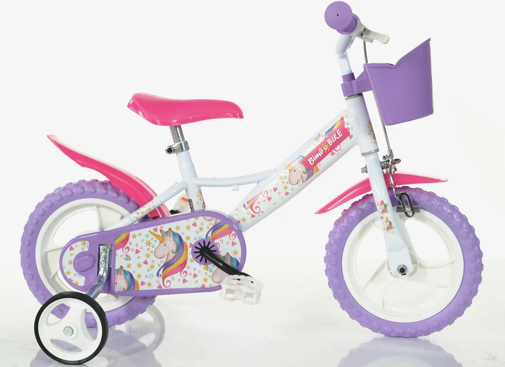 Vaikiškas dviratis Bimbo Bike 12" "UNIVORN", baltas/violetinis,rožinis