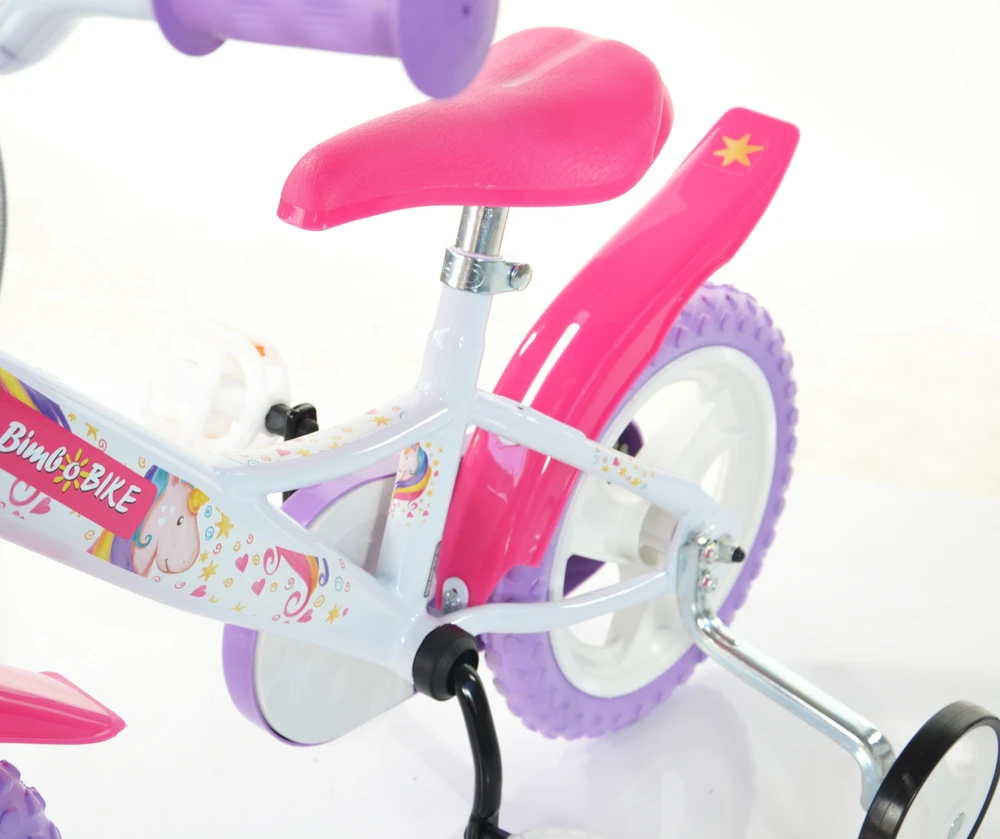 Vaikiškas dviratis Bimbo Bike 12" "UNIVORN", baltas/violetinis,rožinis