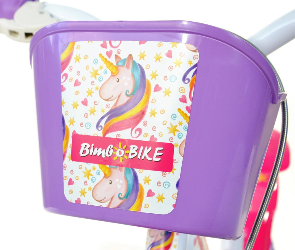 Vaikiškas dviratis Bimbo Bike 12" "UNIVORN", baltas/violetinis,rožinis