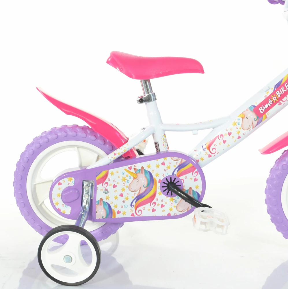Vaikiškas dviratis Bimbo Bike 12" "UNIVORN", baltas/violetinis,rožinis