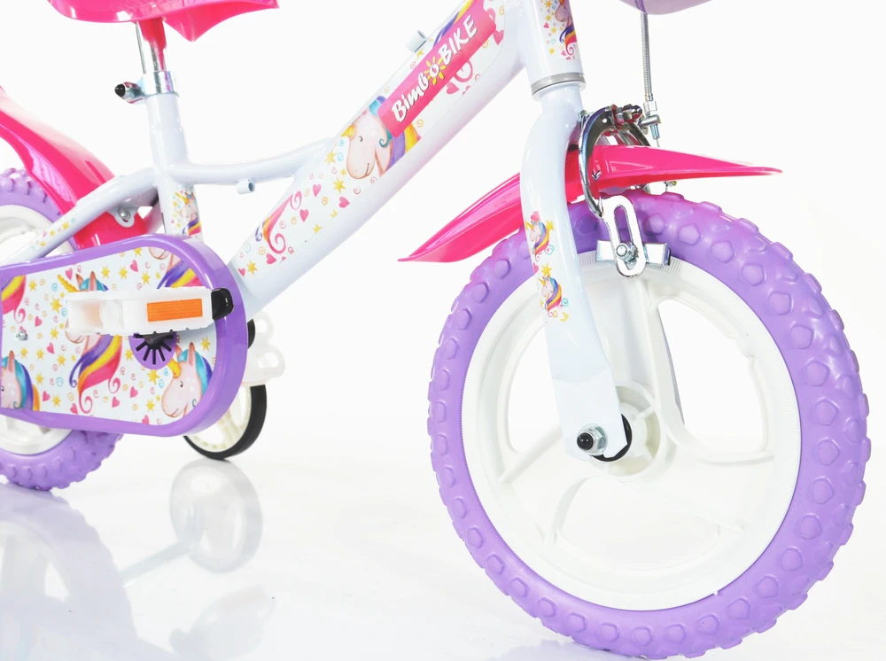Vaikiškas dviratis Bimbo Bike 12" "UNIVORN", baltas/violetinis,rožinis