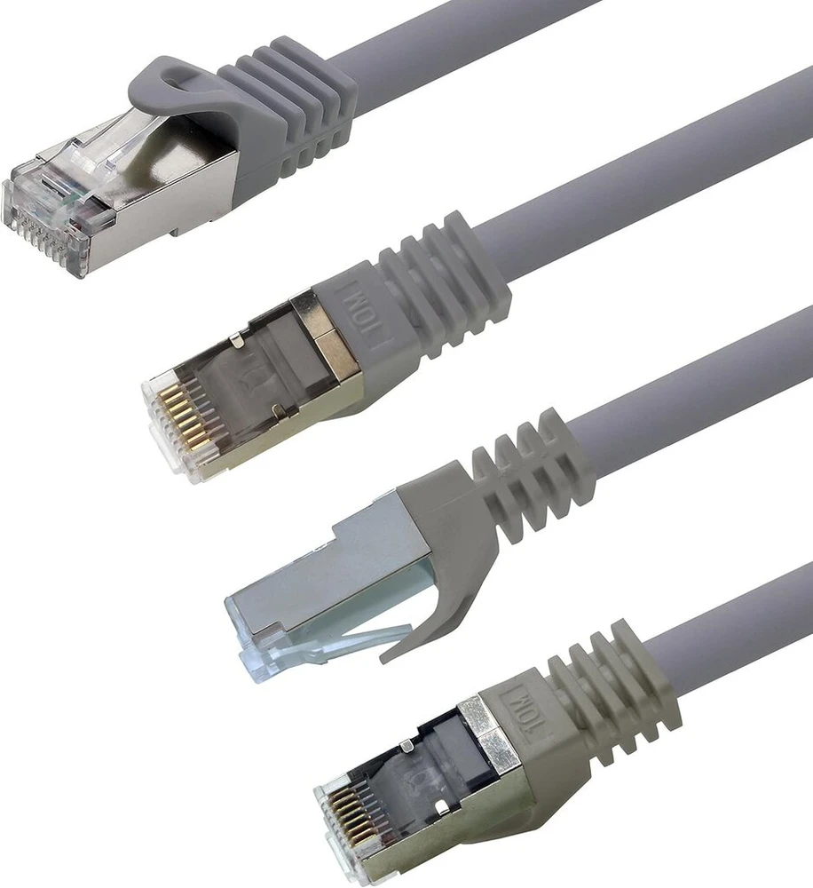 0,5 m - pilkas - cat.7 - tinklo kabelis patchcable lancable ethernet - 10gbase-t - 10000 mbps cat7 sftp dvigubai ekranuotas pimf 600mhz