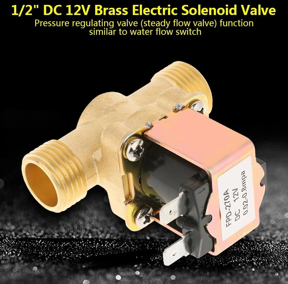 Ventiliatorius 1/2" Dc 12v žalvarinis vandens solenoidinis vožtuvas drėkinimui
