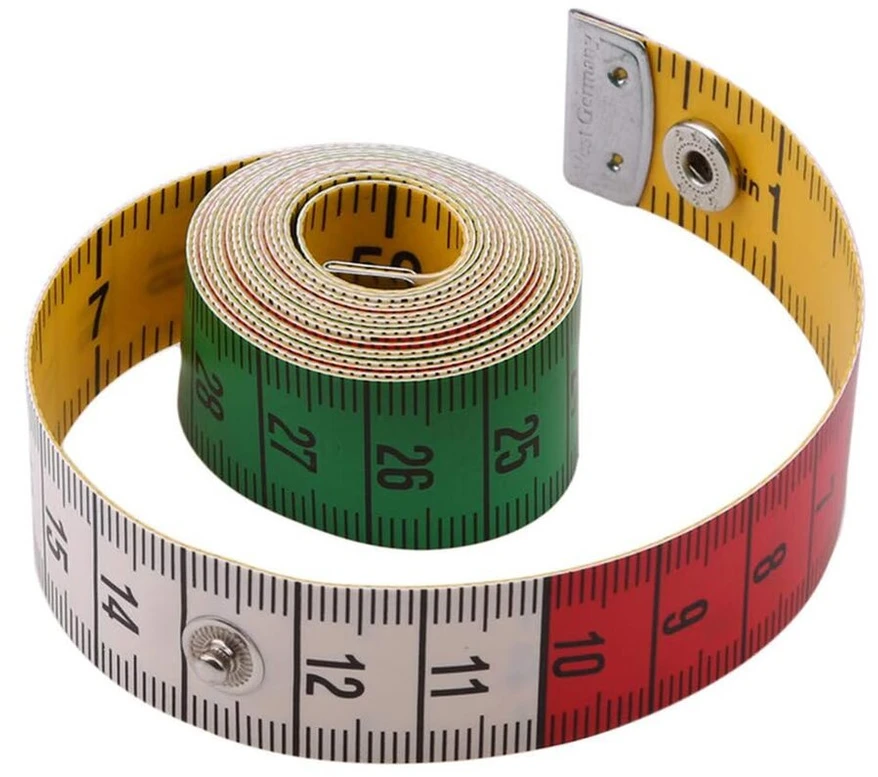 1 x siuvėjo matavimo juosta siuvimui, 150 cm / 60 colių matavimo juosta, minkšta dviguba skalė, su sagos korpusu ir perimetro matavimo juosta, siuvėjams, amatininkams ir namų ūkiams