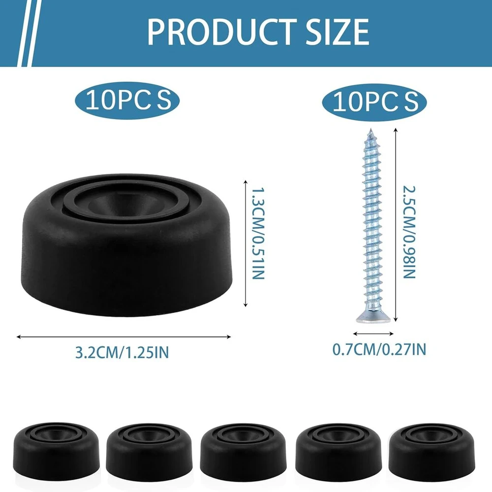 Fotelis 10 baldų kojelių rinkinys, juodos, skersmuo 33 x aukštis 13 mm, apvalios baldų kojelės, prisukamos kojelės baldams, neslystančios baldų kojelės, spintelių kojelės, plastikinės sofos kojelės su 8 varžtais spintelėms, sofai